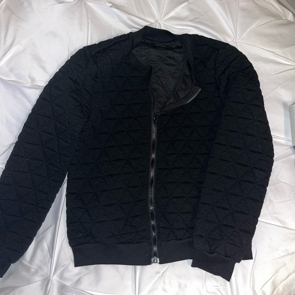 Shein Zip-Up Black Bomber Jacket, Size M